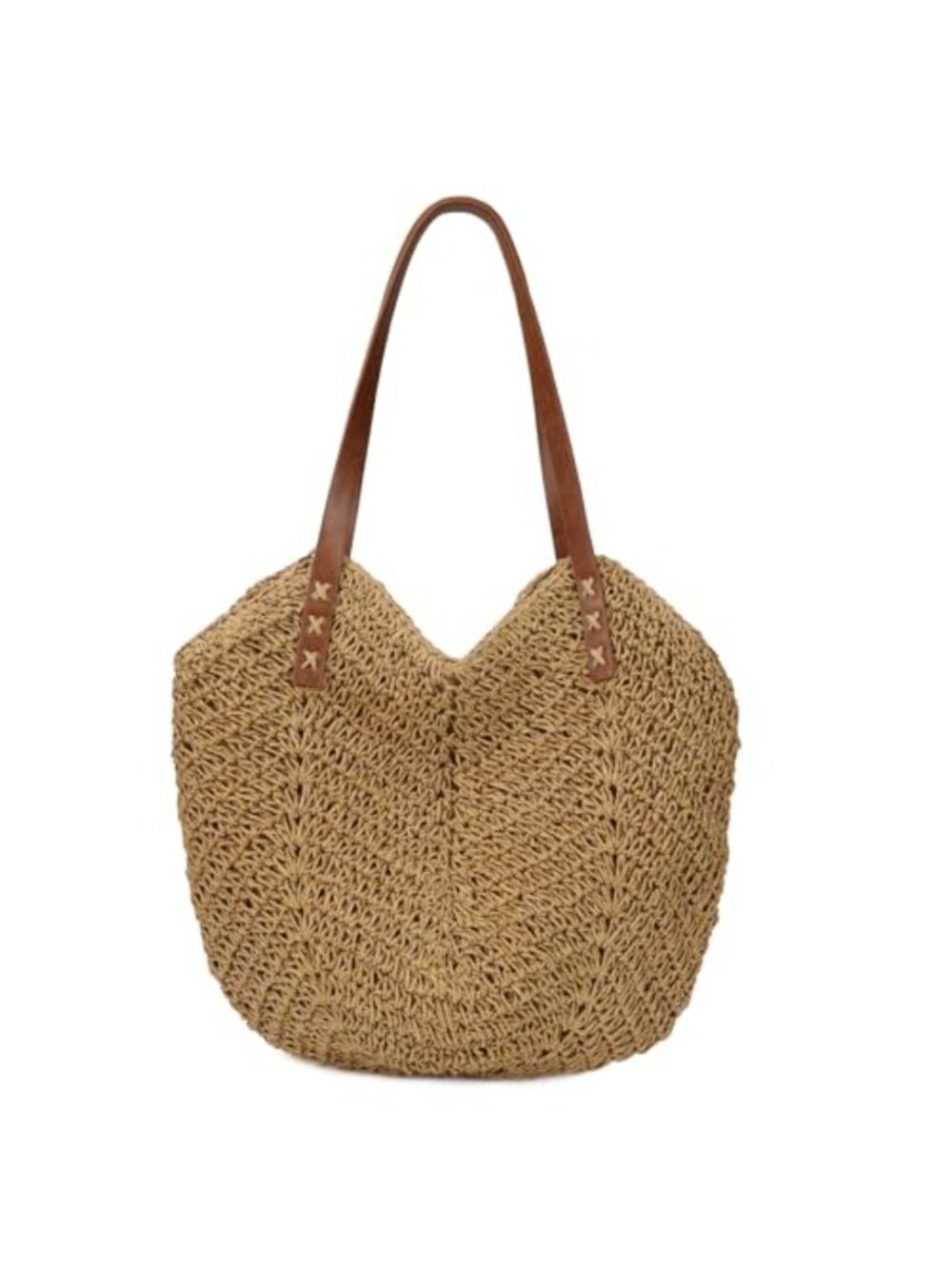 Straw Tote Bag Handmade Woven Beach Shoulder Bag for Summer